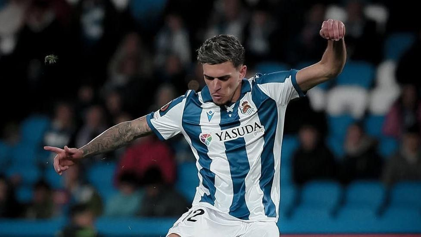 Javi López en un partido con la Real Sociedad este curso