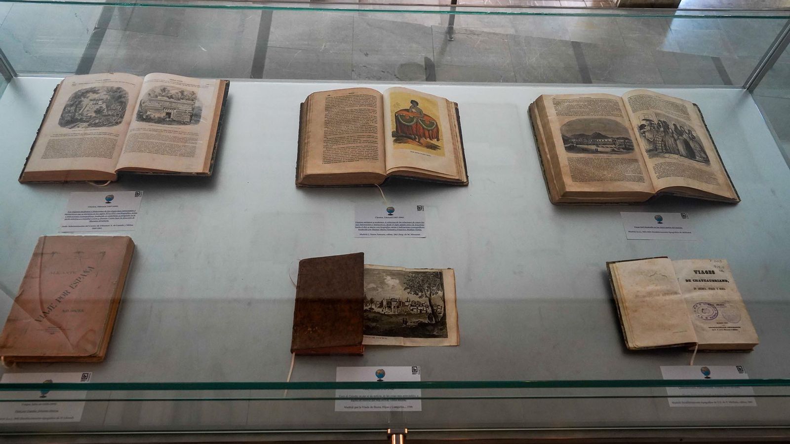 Obras expuestas al público en la biblioteca.