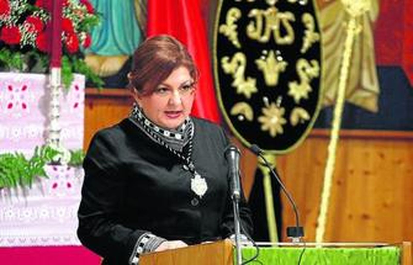 Esther Gómez, durante su alocución a San Sebastián.