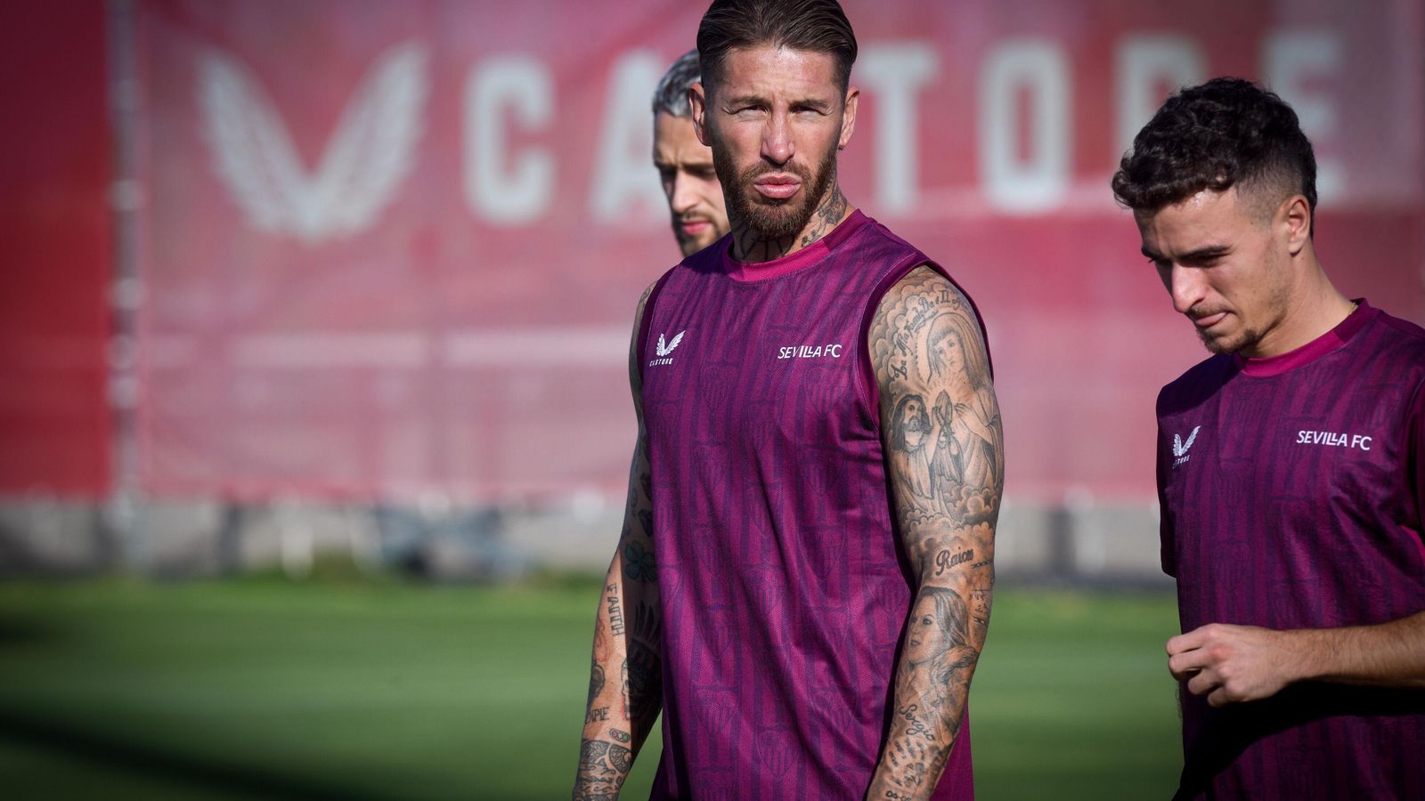 Sergio Ramos, en la última sesión de trabajo del Sevilla el pasado jueves.