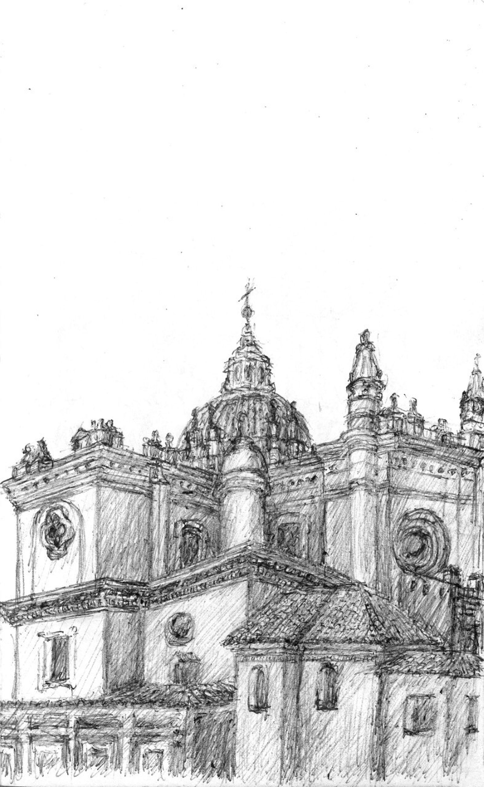 La iglesia del Salvador de Sevilla en los trazos del autor.