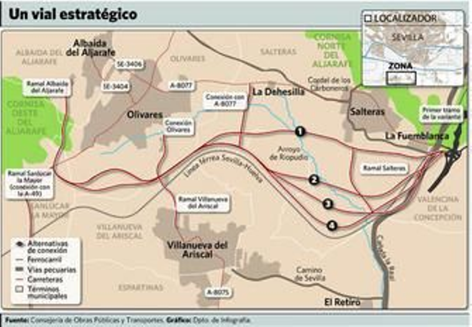 El segundo tramo de la autovía del Aljarafe Norte irá paralelo al tren