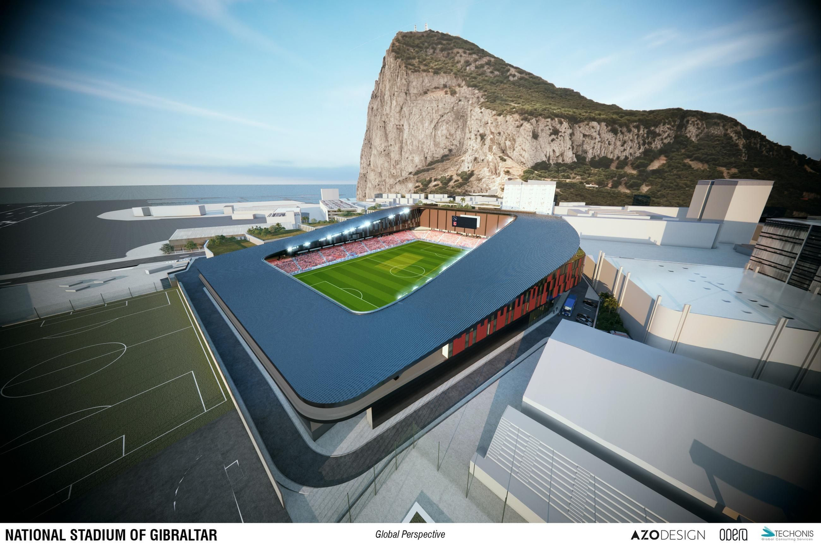 Recreación del futuro Victoria Stadium.