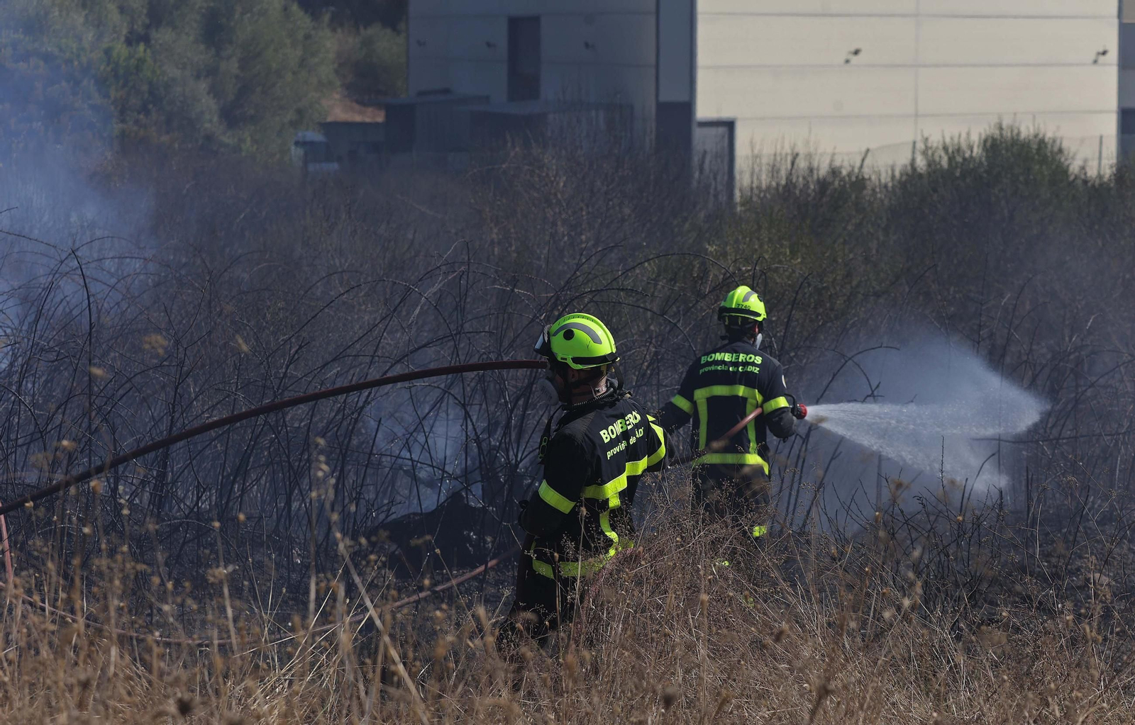 Fotos del incendio de pasto en el polígono de La Menacha en Algeciras