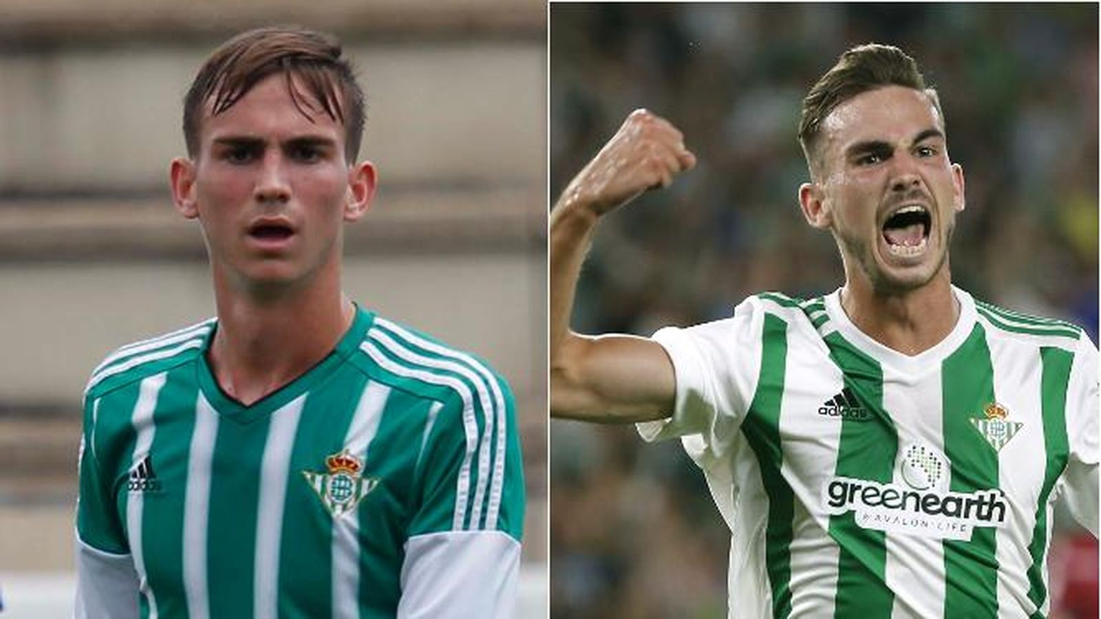 Fabián con el Betis B en 2016 y el pasado 25 de septiembre ante el Levante