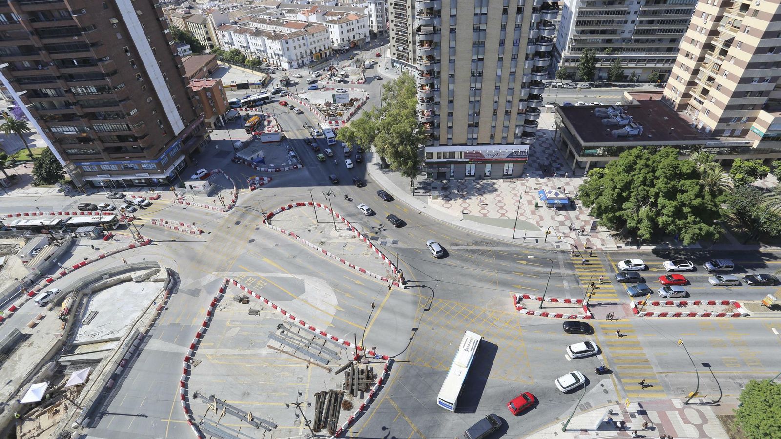 Zona afectada por los desvíos del Metro de Málaga.
