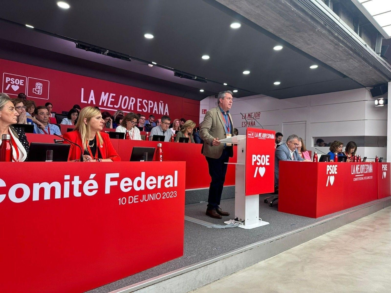 El secretario general del PSOE-A, Juan Espadas, durante su intervención en el Comité Federal.