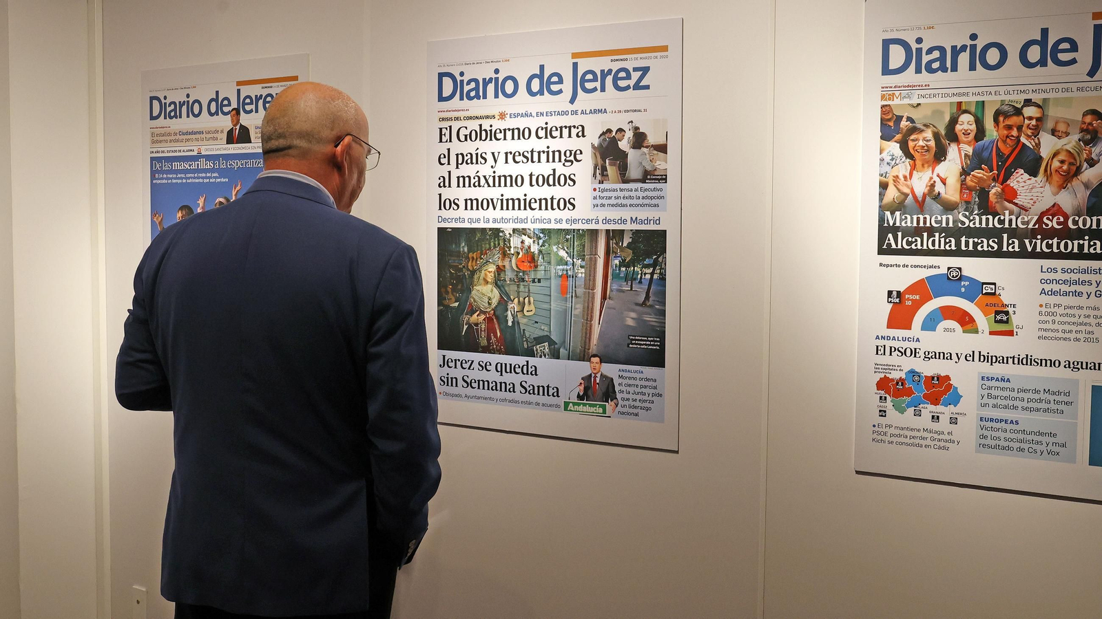 Imágenes de la exposición de portadas del Diario de Jerez en El Corte Inglés por los 40 años