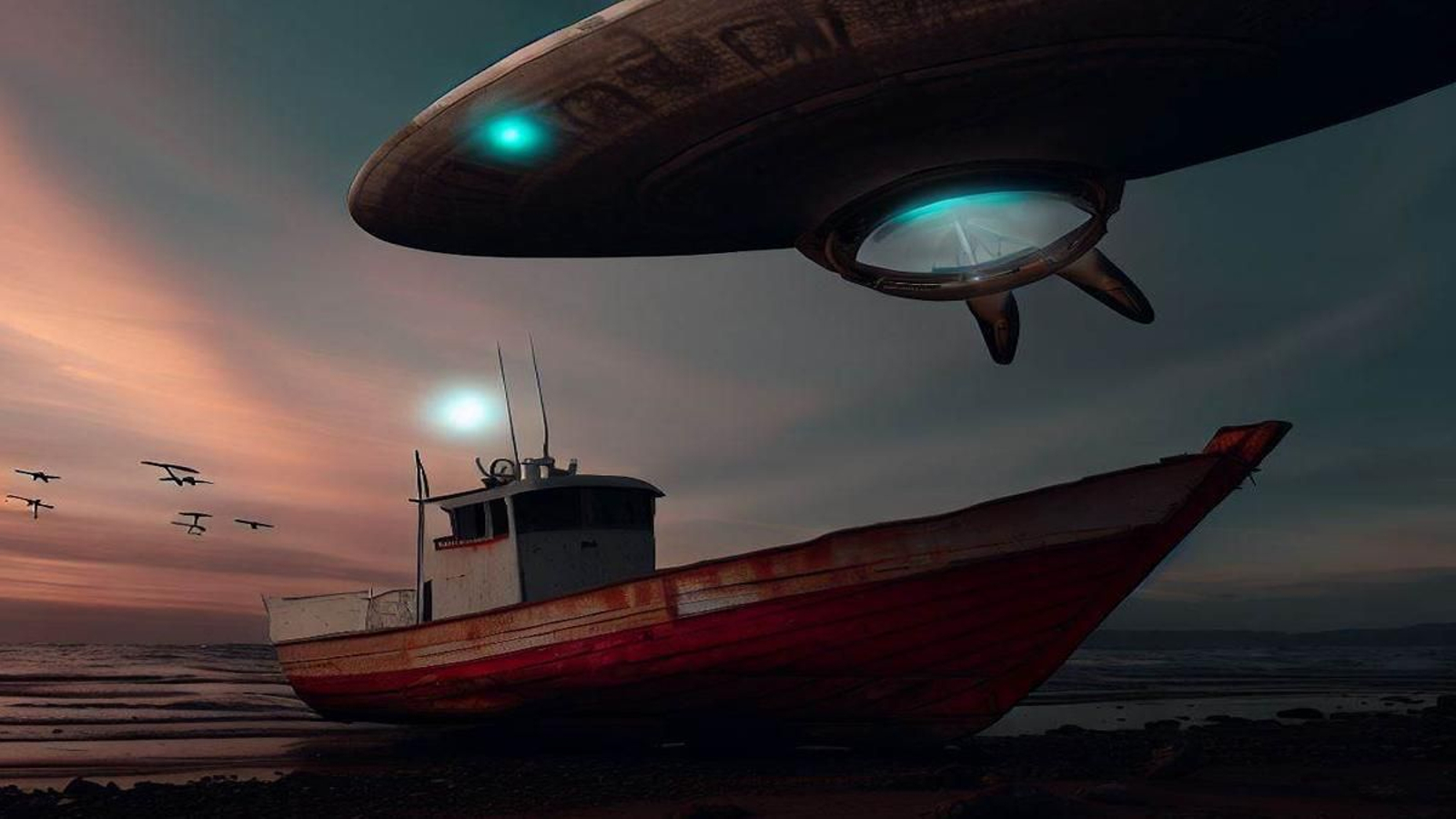 Un OVNI sobre una embarcación.