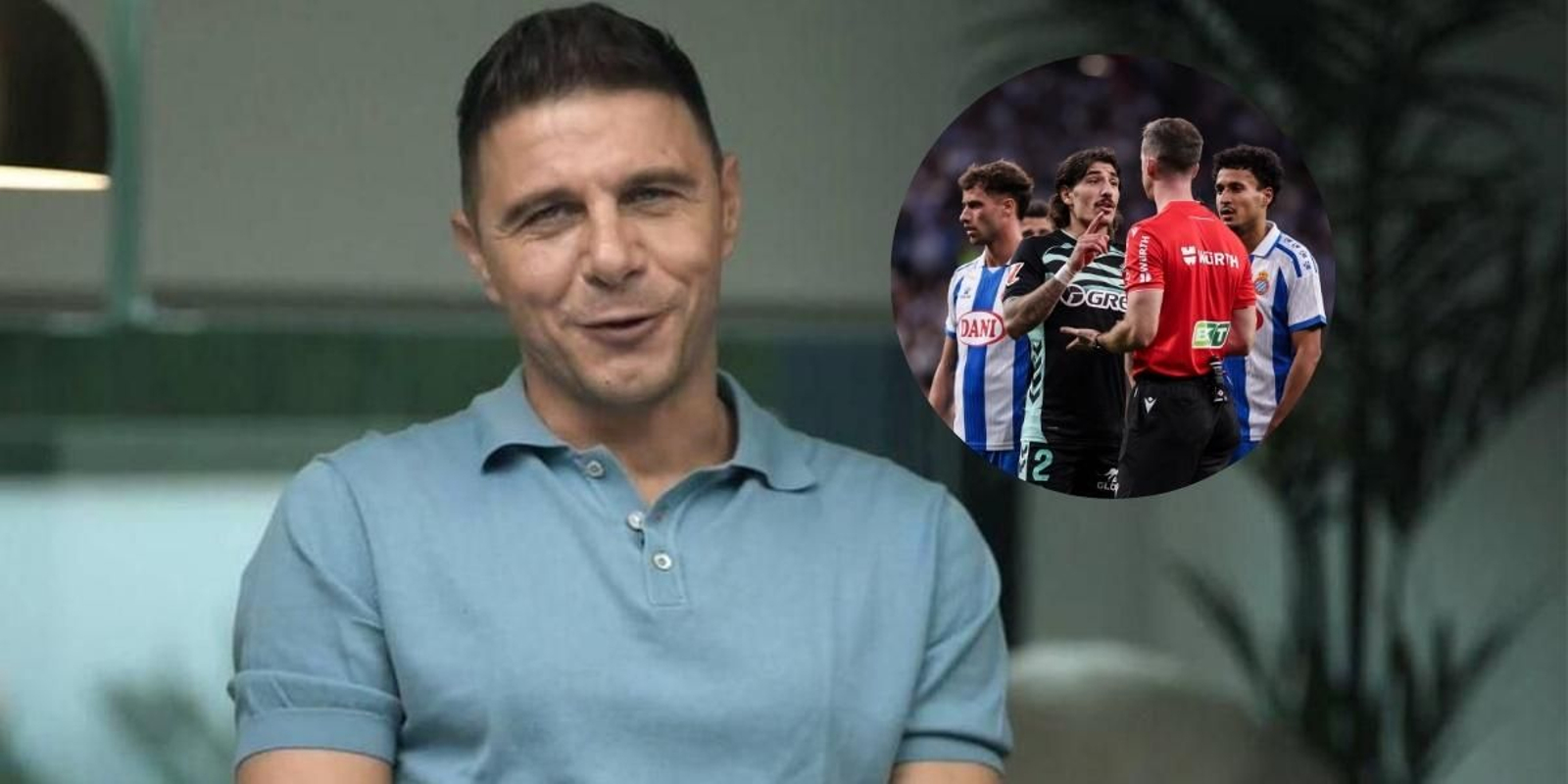 Joaquín junto a una imagen de Bellerín protestando en el partido