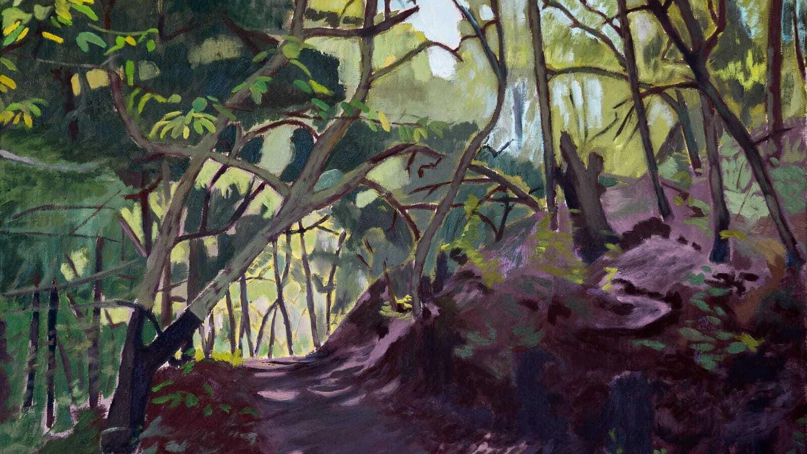 'Alcornoque y castaño en el barranco' (Fátima Pemán, 'Paisajes').