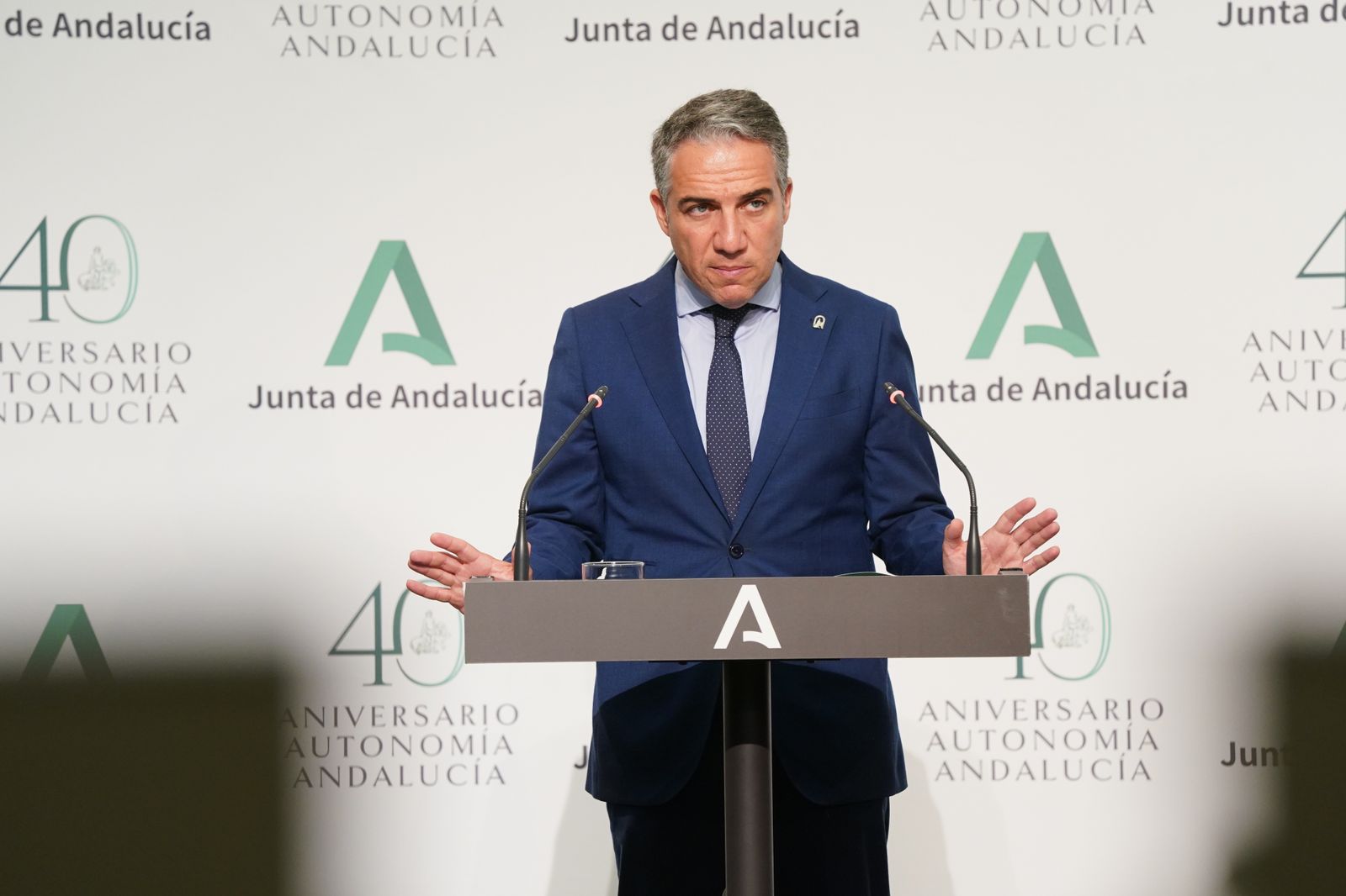 El consejero de la Presidencia, Administración Pública e Interior y portavoz del Gobierno andaluz, Elías  Bendodo