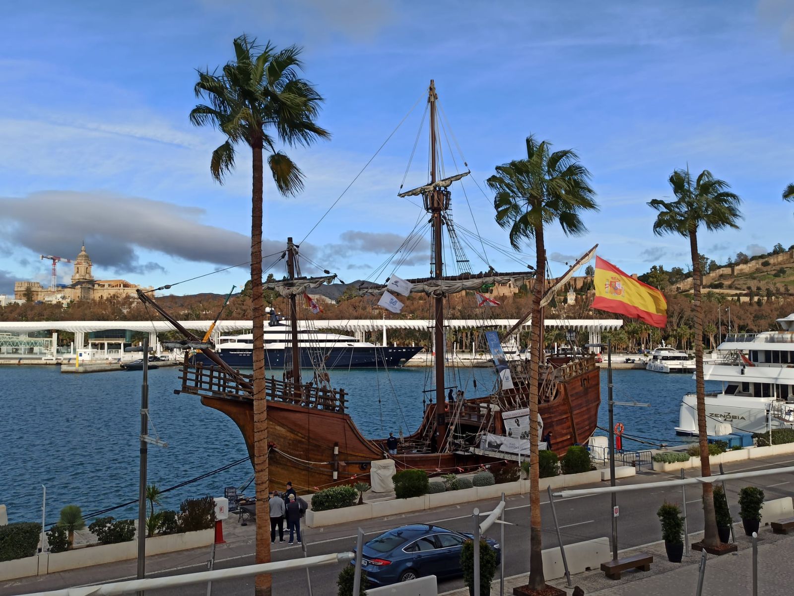 Nao 'Santa María' este viernes en el muelle número uno del puerto de Málaga.