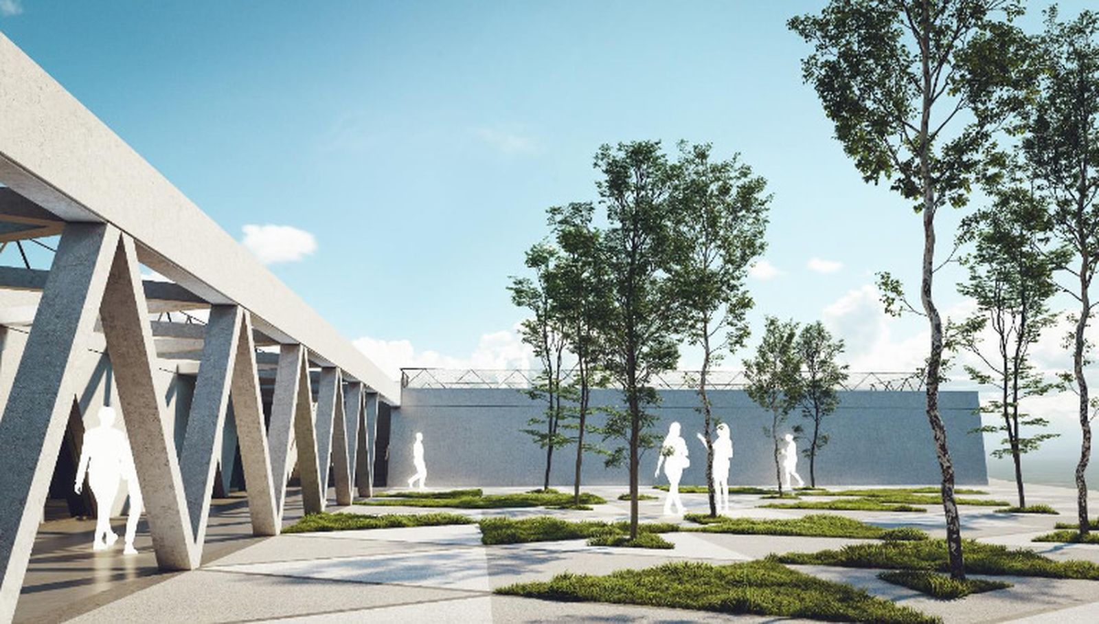 Recreación del edificio de oficinas.