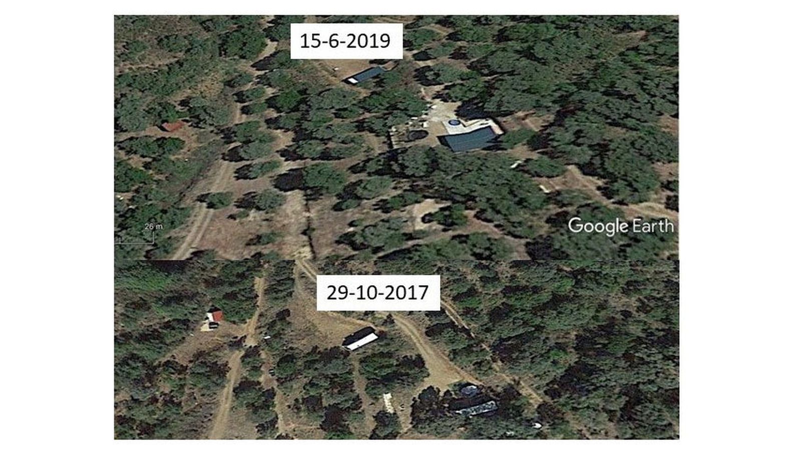 Fotografía aérea de una de las zonas de la parcelación El Jardinito.