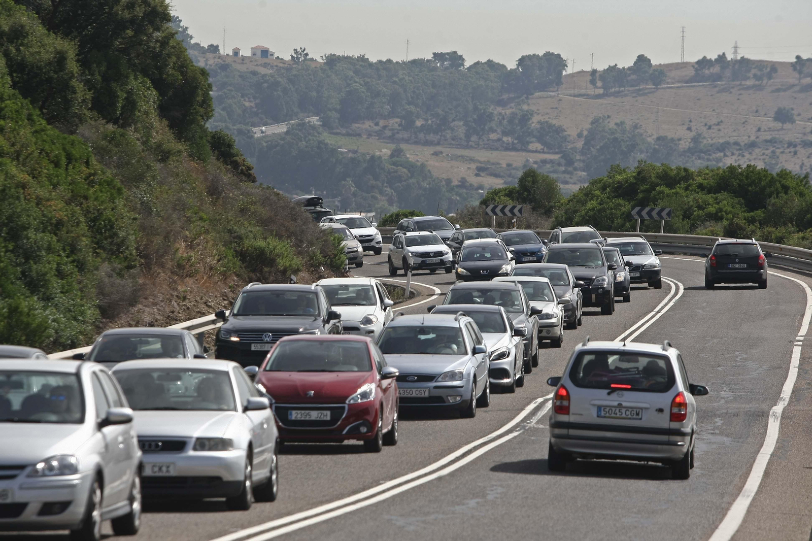 Retenciones registradas en la carretera que conduce a Tarifa desde Algeciras.