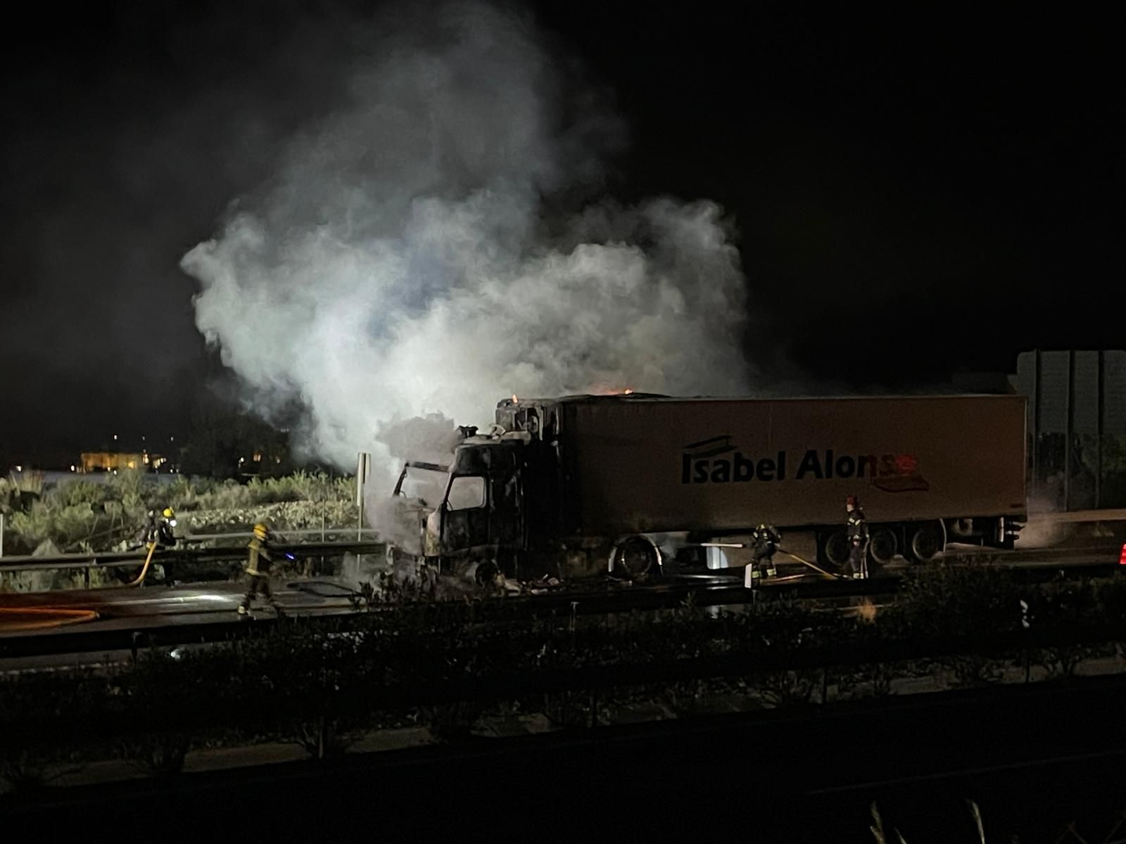 Un camión arde en la Autovía A-7 en Vera, en imágenes