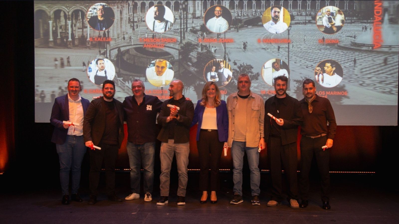 El Top 15 andaluz con los chefs que acudieron a la gala de Macarfi en Madrid