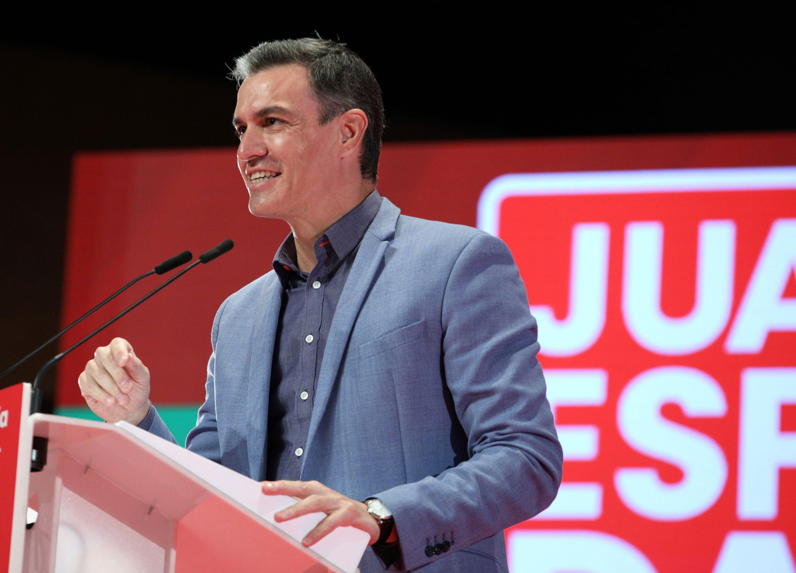 Pedro Sánchez  en el acto de presentación del secretario general del Psoe de Andalucía, Juan Espadas