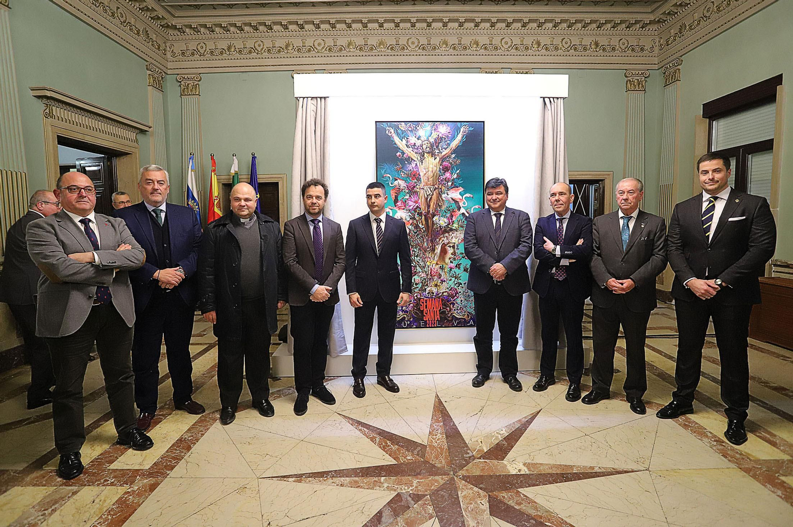 Imágenes del cartel de la Semana Santa 2023 de Huelva en su presentación