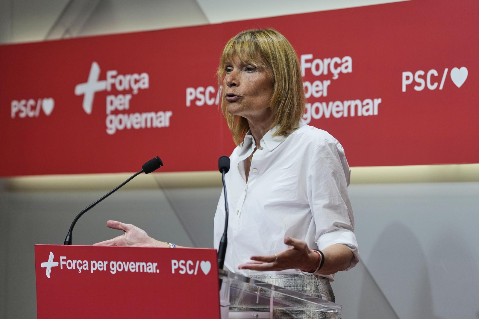 La viceprimera secretaria y portavoz del PSC, Lluïsa Moret, este lunes.