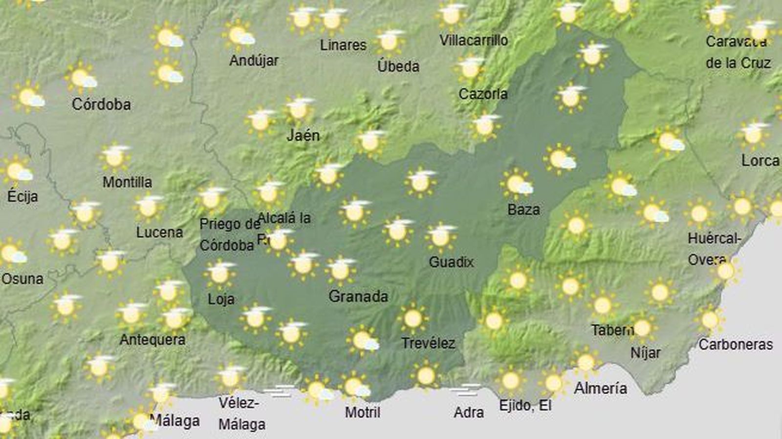 El Tiempo en Granada el 23 de febrero de 2026