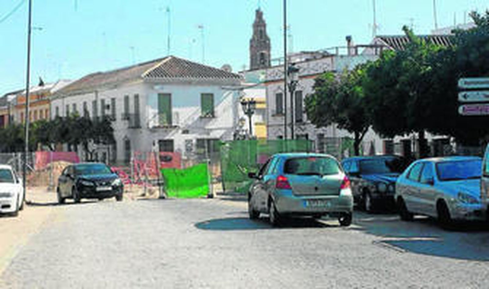 Zona en obras en el centro histórico del municipio de la Vega.