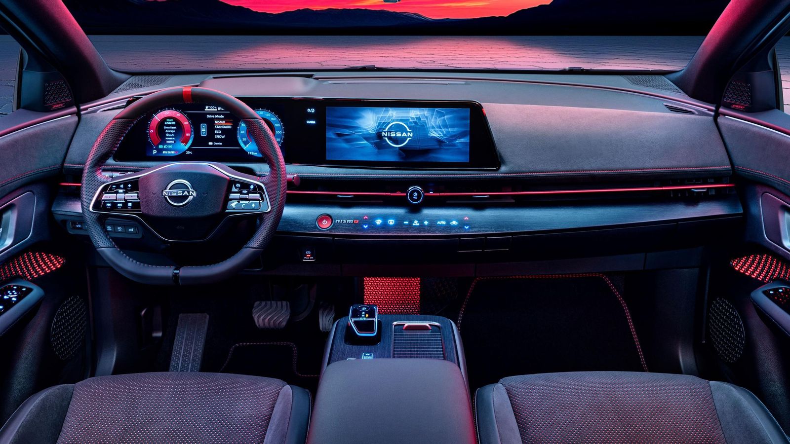 Además de los modos de conducción habituales en los Ariya e-4Orce, Eco, Normal, Sport y Snow, esta versión tiene uno específicamente deportivo denominado Nismo.