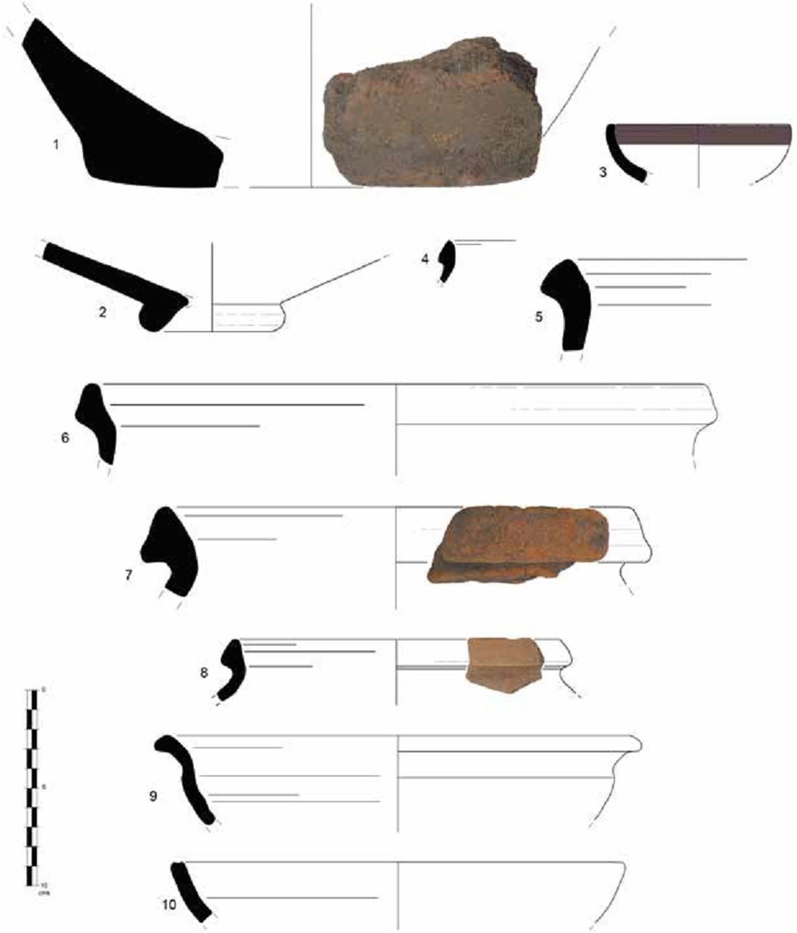 Conjunto de cerámicas comunes y de cocina documentadas en las prospecciones.