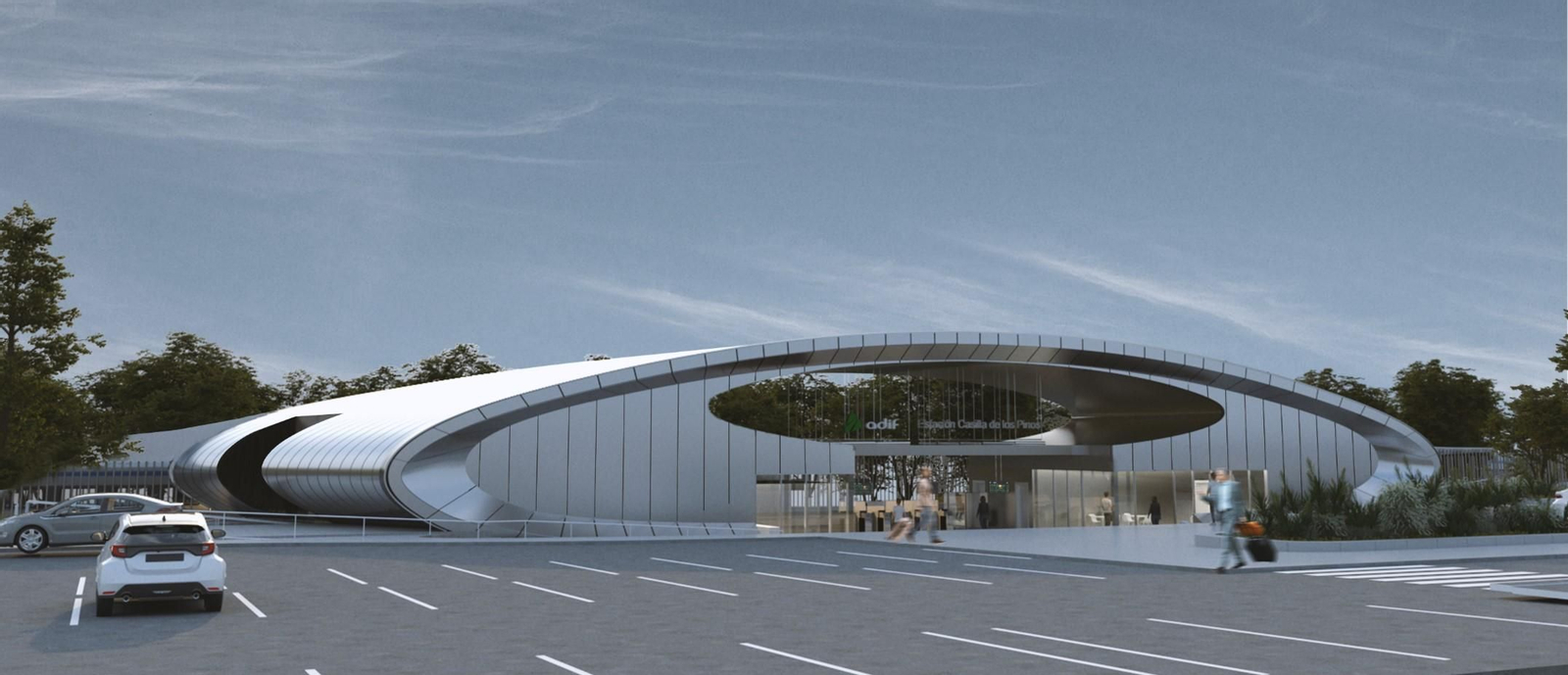 Recreación de la nueva estación de Cercanías de Casilla de los Pinos en Dos Hermanas.