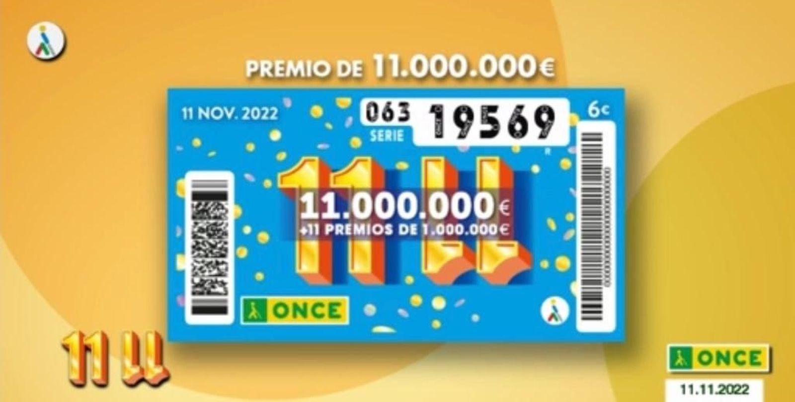 Primer premio del Extra del 11/11 de la ONCE.