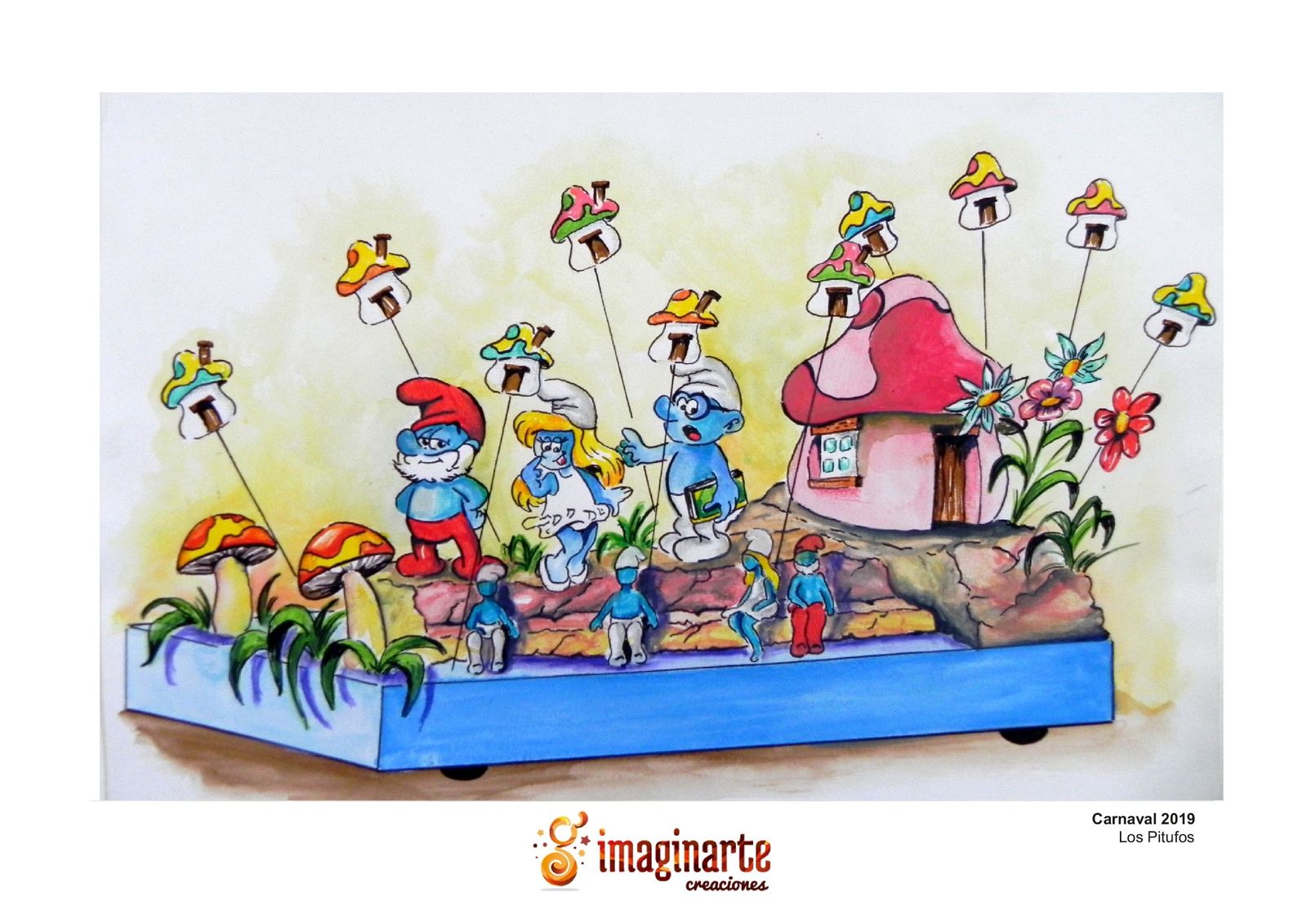Carroza de los Pitufos.