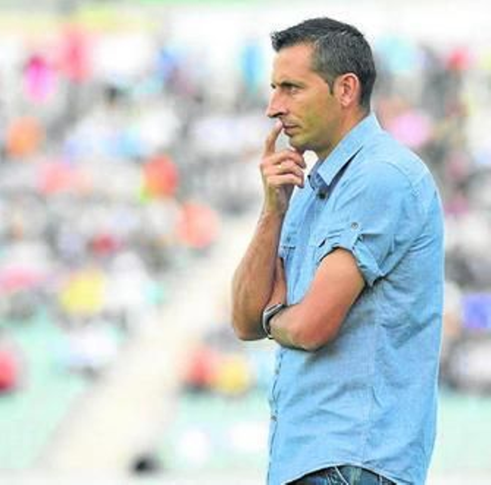Manolo Herrero, entrenador del Jaén, durante un encuentro.