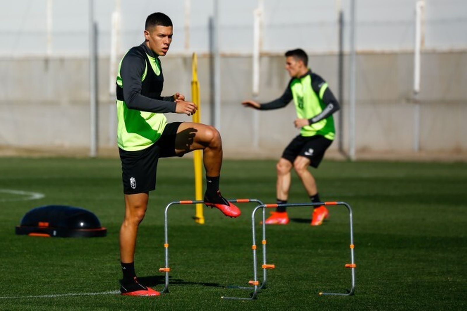 Nehuén, sobre el césped de la Ciudad Deportiva.