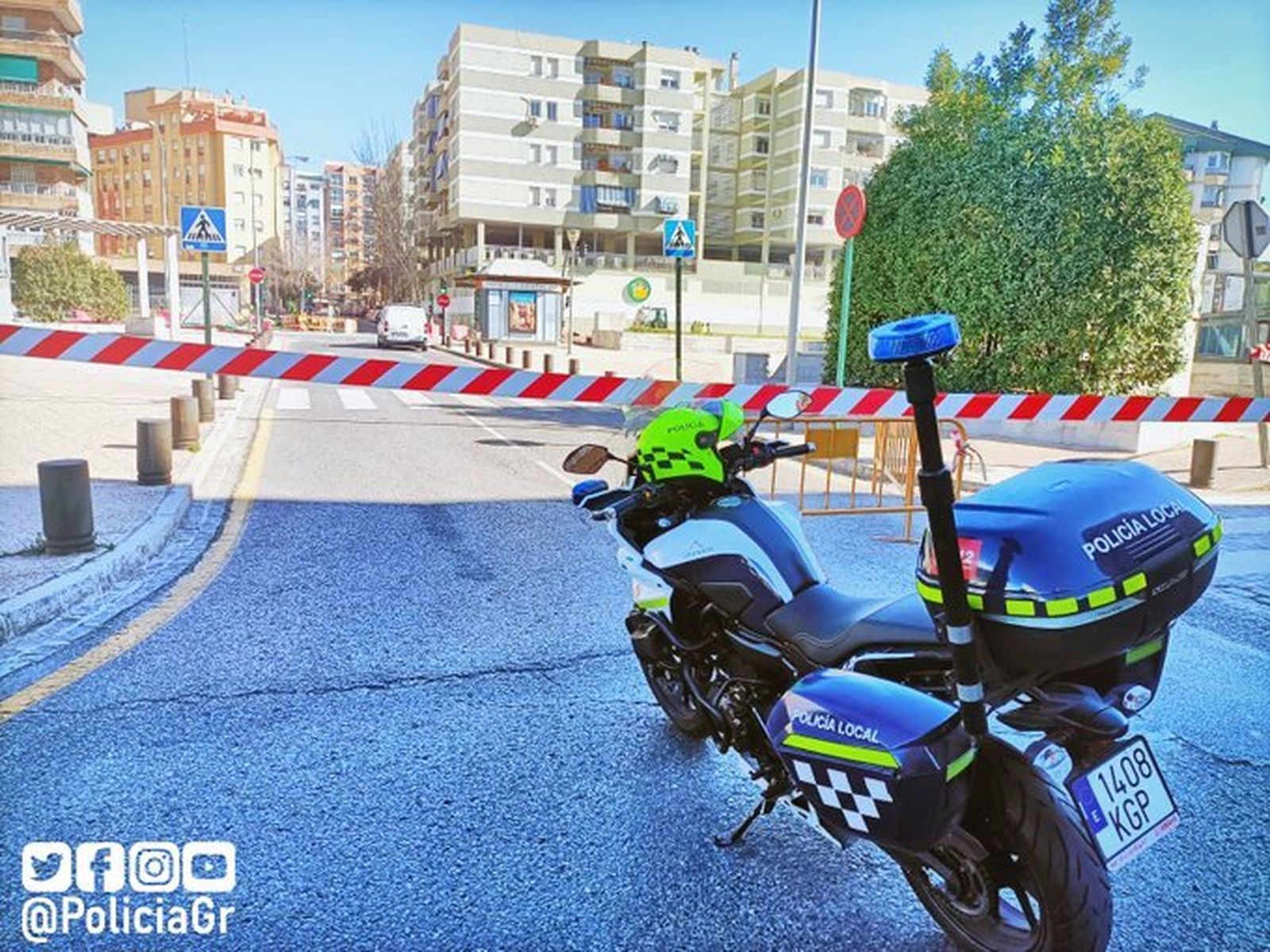 Imagen de la zona del escape de gas acordonada por la Policía Local