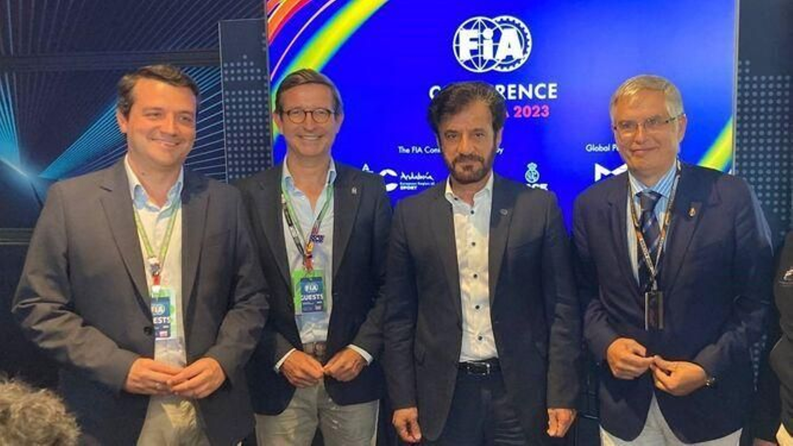 José María Bellido junto al presidente de la FIA y el presidente de RACE en el GP de España de F1.