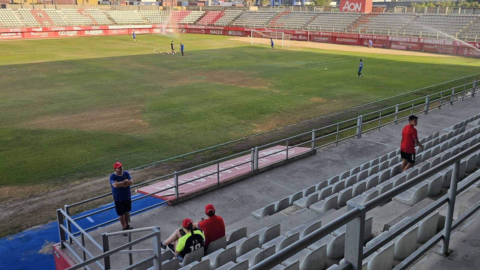 Plano general del césped que estadio albirrojo