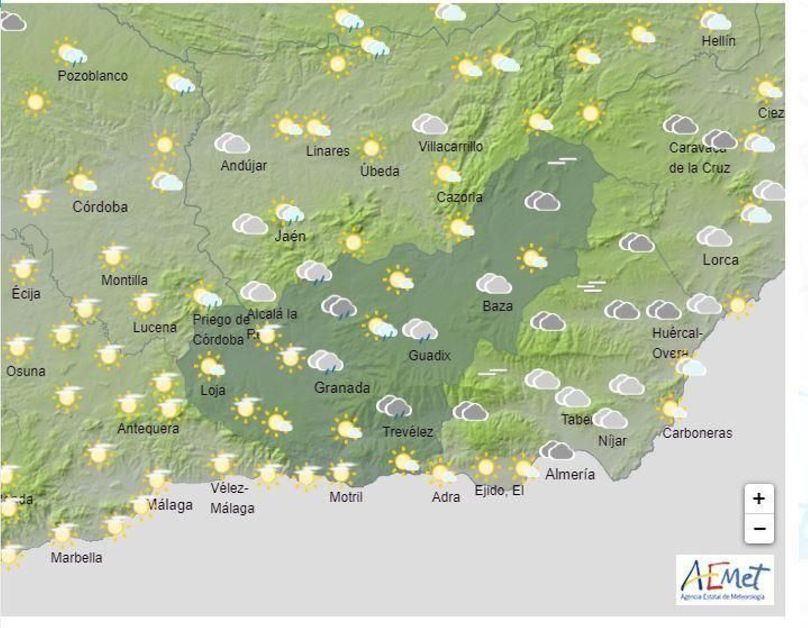 El Tiempo en Granada el viernes 19 de abril de 2024