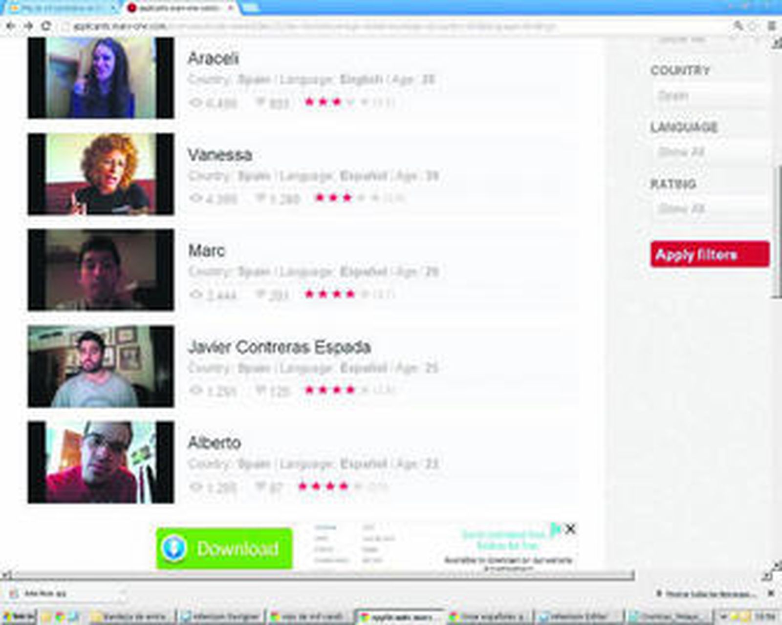 Parte de la relación española.