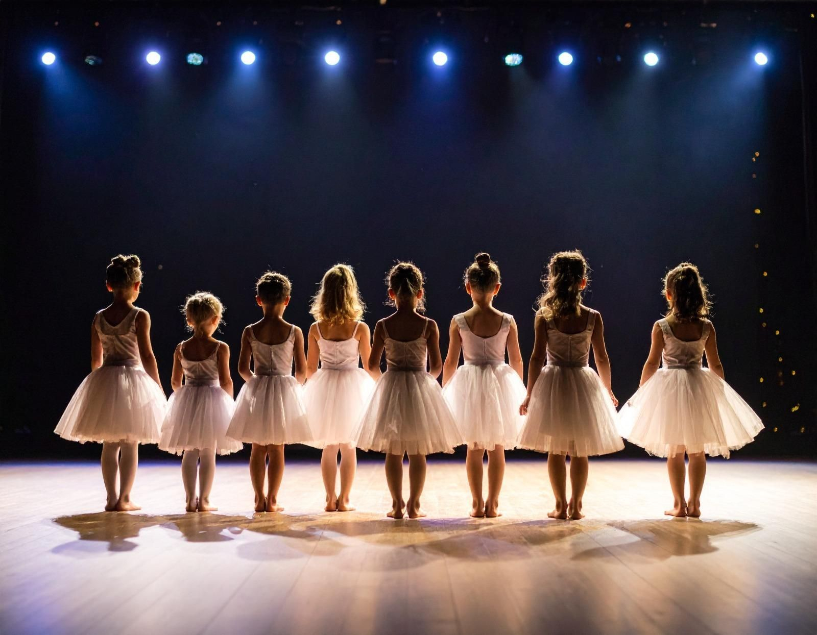 Un grupo de niñas subidas a un escenario.