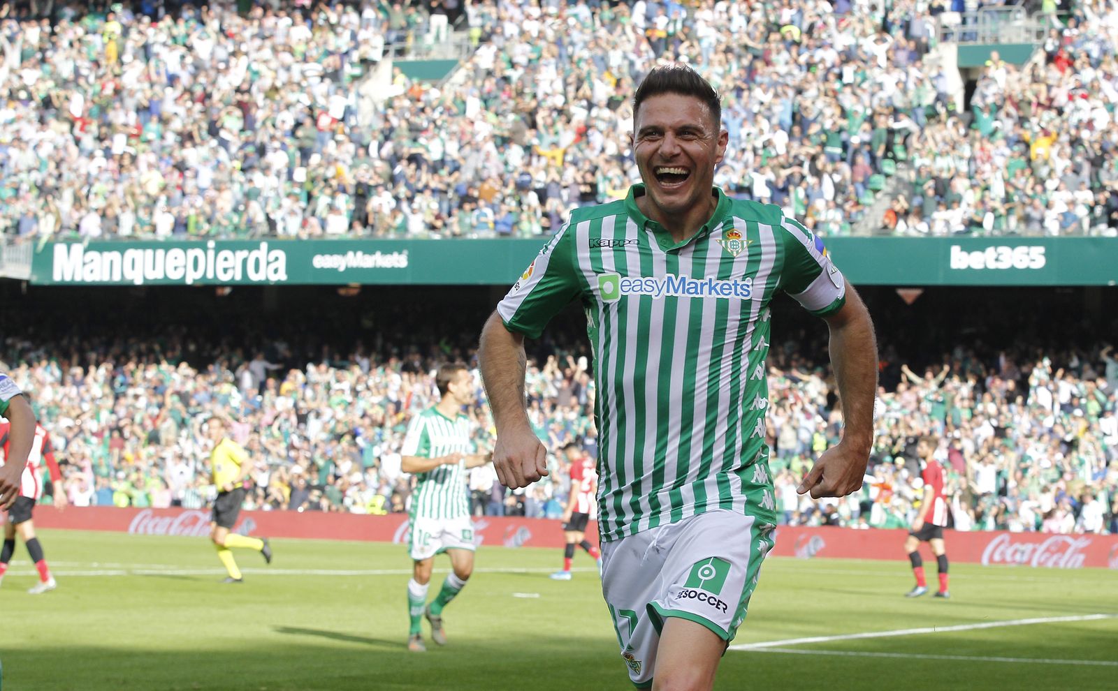 Joaquín celebra el tercera tanto ante el Athletic.