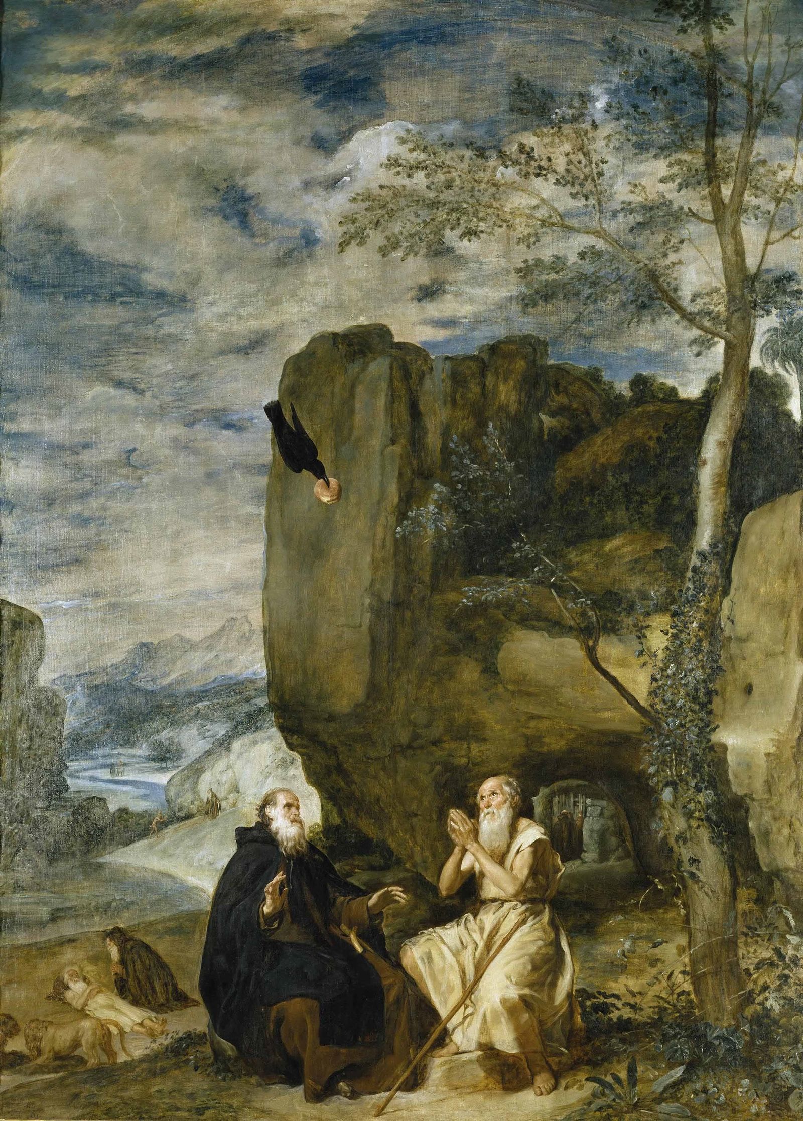 Imagen de San Antonio Abad y San Pablo, primer ermitaño, por Velázquez (h. 1634). Museo del Prado