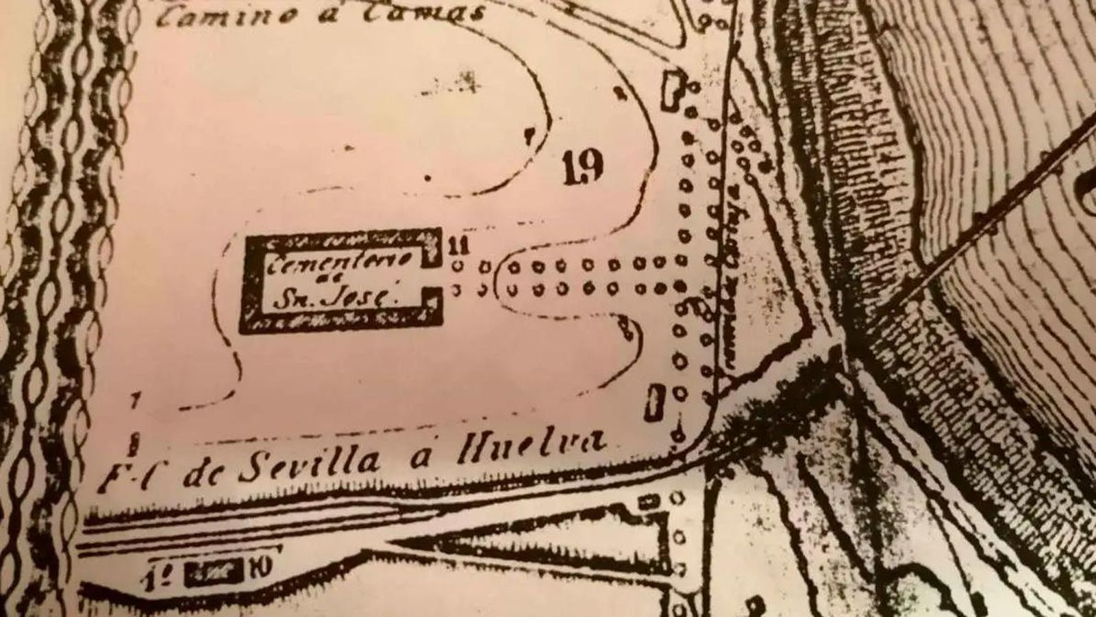 Ubicación del antiguo cementerio de San José en los terrenos de la actual Isla de la Cartuja