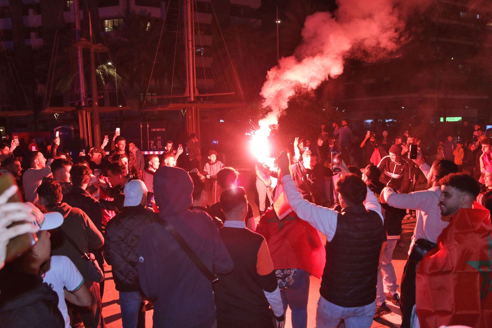 La celebración de la afición marroquí de Almería, en imágenes