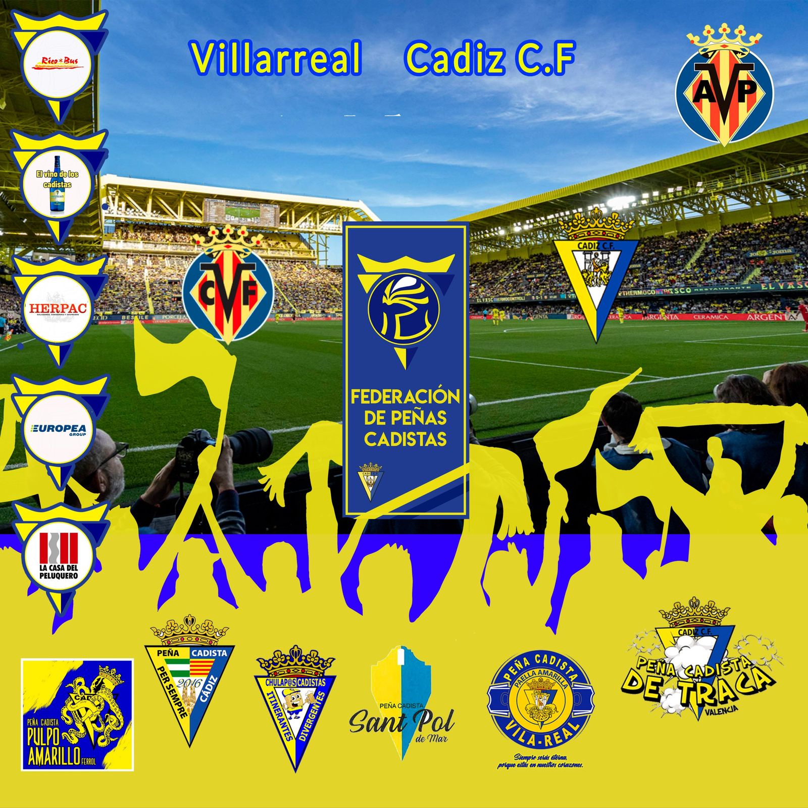 Cartel de la Federación de Peñas del partido Villarreal-Cádiz.