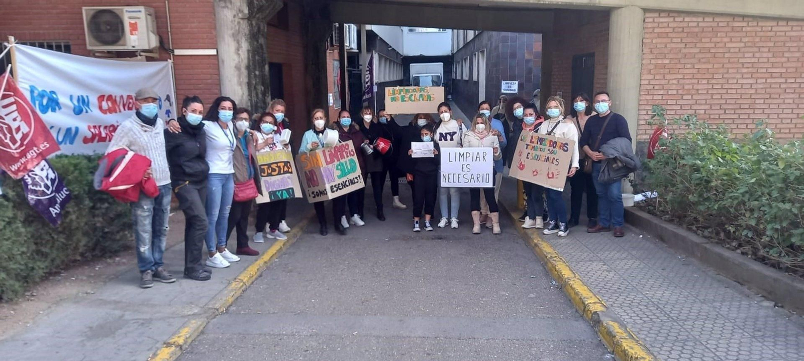 Las trabajadoras de la limpieza en huelga.
