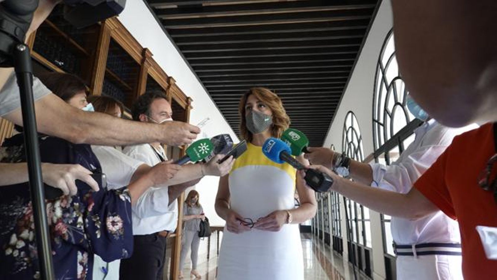 La secretaria general del PSOE de Andalucía, Susana Díaz, este miércoles en el Parlamento de Andalucía.