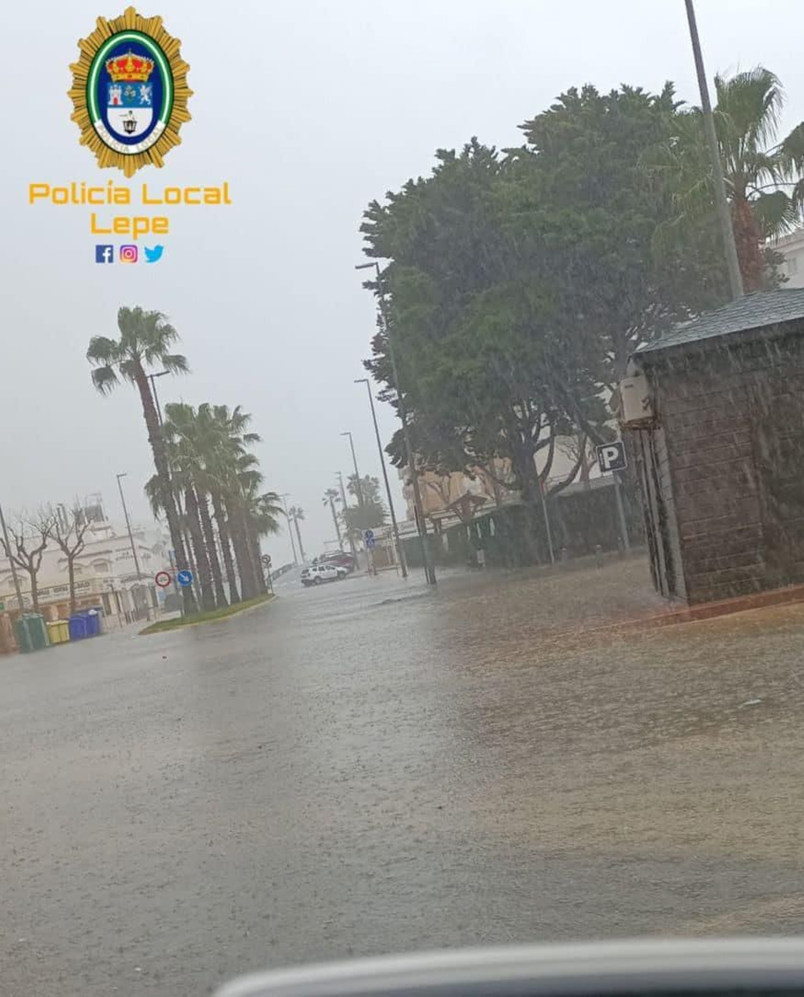 Tromba de agua ayer en el municipio de Lepe.
