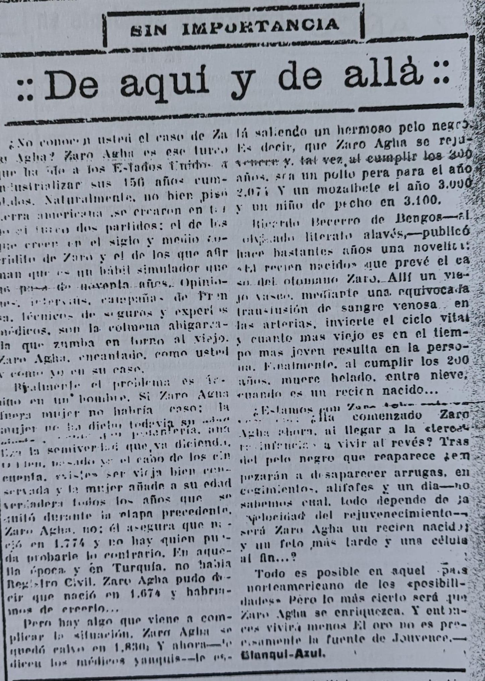 Blanqui-Azul. Diario de Huelva, 29-09-1930