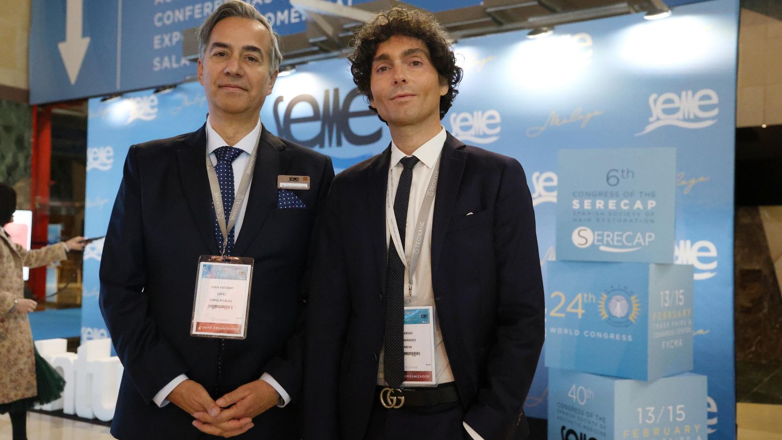 El presidente de la SEME, Juan Antonio López, junto con el vicepresidente segundo, Sergio Fernández, en el 40 Congreso Nacional.